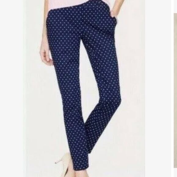 J. Crew Cafe Capri Navy Polka Dot Pants 4 EUC - Picture 1 of 10